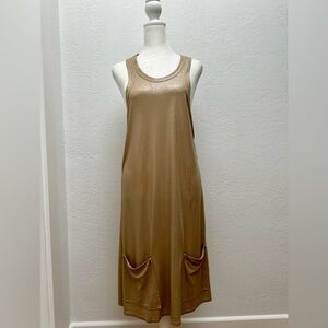 Elegant Tan/Gold Sleeveless Dress